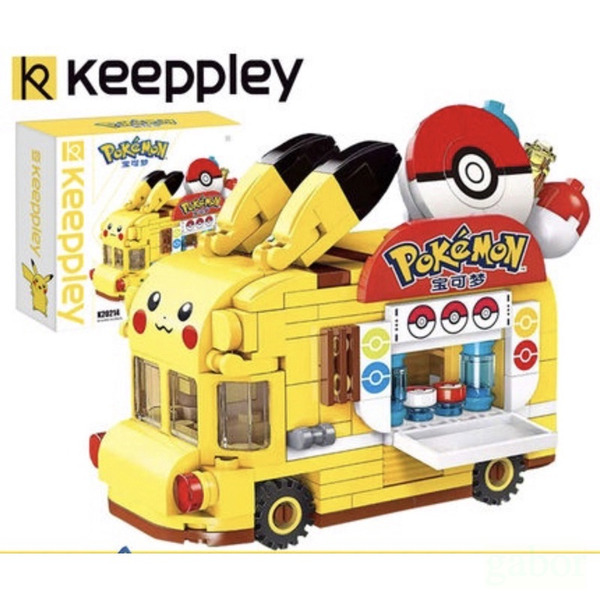 台灣公司貨現貨 皮卡丘積木 迷你精靈球 寶可夢美食車巴士 積木 男孩玩具