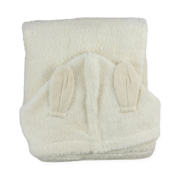 今治守護禮盒】日本kontex-今治Chouette系列-無撚紗兔子連帽浴巾*1+小