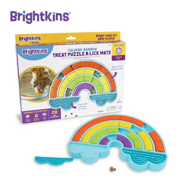 【Brightkins】彩虹舒壓益智藏食玩具與舔食墊｜寵物藏食玩具 慢食墊
