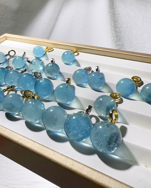 海水藍寶圓球墜飾