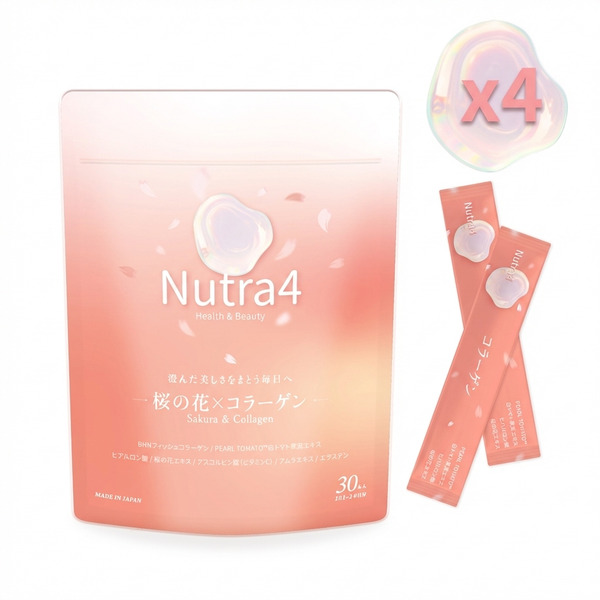 Nutra4-櫻玻煥妍小分子膠原胜肽粉 30包/袋 x4入組