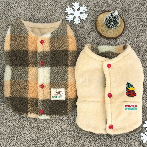 Snoopy｜史努比格紋雙面背心｜兩面可穿