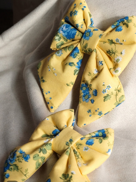 🇰🇷 The Wagging Blue｜Peony on Yellow｜可扣式蝴蝶結