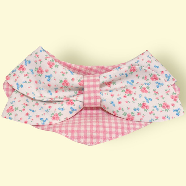 粉色小碎花｜手工領巾