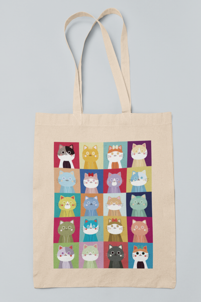 【萌喵系列】厚磅多用途環保帆布袋/ 彩色喵想曲