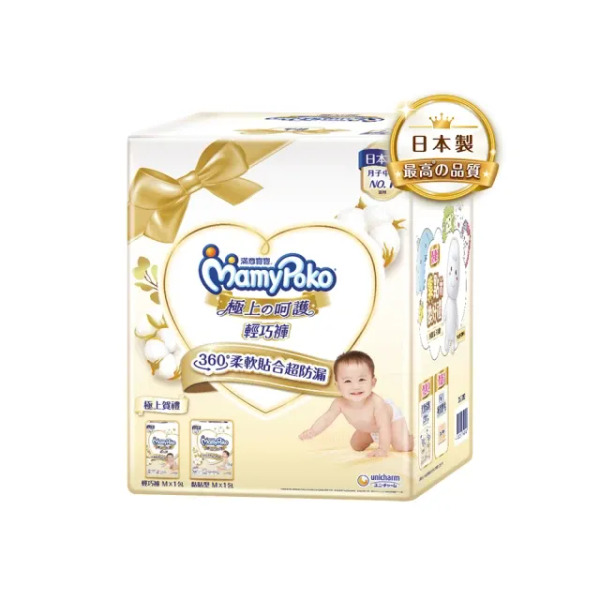 滿意-極上M號禮盒(輕巧褲M46片+黏貼M62片)/箱