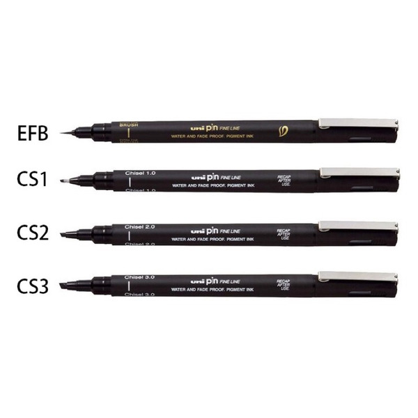 三菱 UNI PIN  耐水性代針筆 斜頭/細軟筆尖  1.0/2.0/3.0