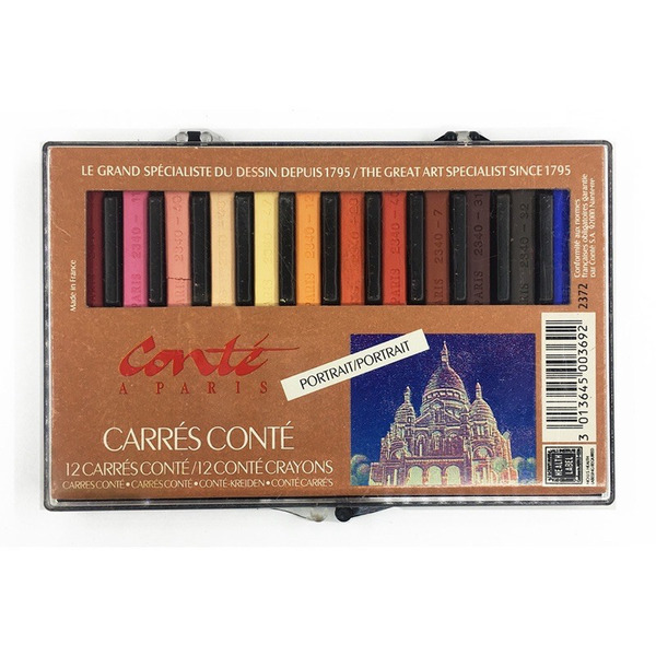 Conte康緹 方形粉彩 12色(人像)