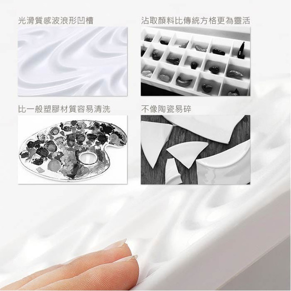 F&G 仿陶瓷水彩調色盤 - 波浪型  適合水彩、廣告顏料、國畫顏料 FGPA