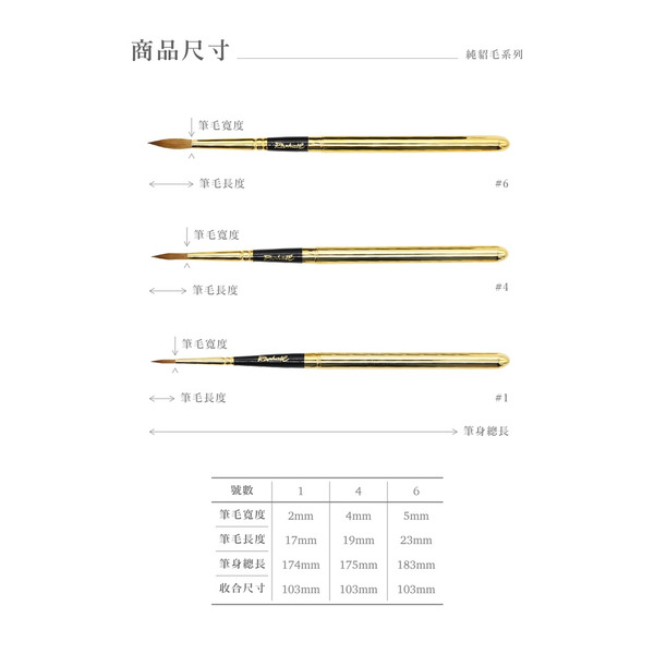 法國 Raphaël 拉斐爾 1793系列  Kolinsky"S" 金色旅行筆 純紅貂毛