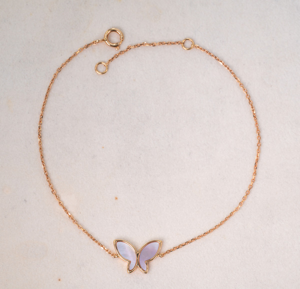 618209 秋光蝶影-夢蝶粉翼  珍珠母貝手鍊