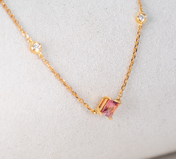 953376 勇氣與柔美 粉色碧璽菱形手鍊