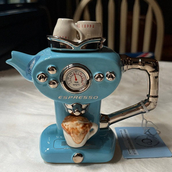 英國 咖啡機造型壺 – 土耳其藍