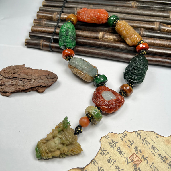 糯種多寶五姓財神金翅鳥翡翠貢擺