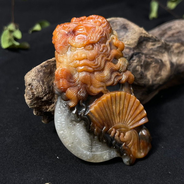 糯種南齊紅翡鍾馗掛件