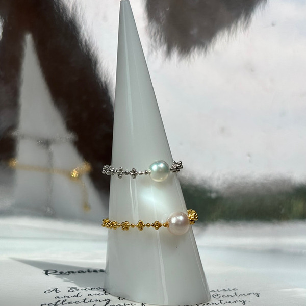 日本海水AKOYA珍珠可調式純銀鍊戒