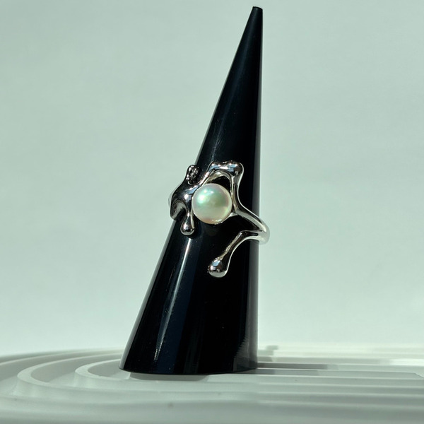 日本海水AKOYA珍珠融化純銀戒指