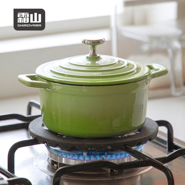 【日本霜山】漸層色雙耳琺瑯鑄鐵鍋(附蓋)-14cm-多色可選