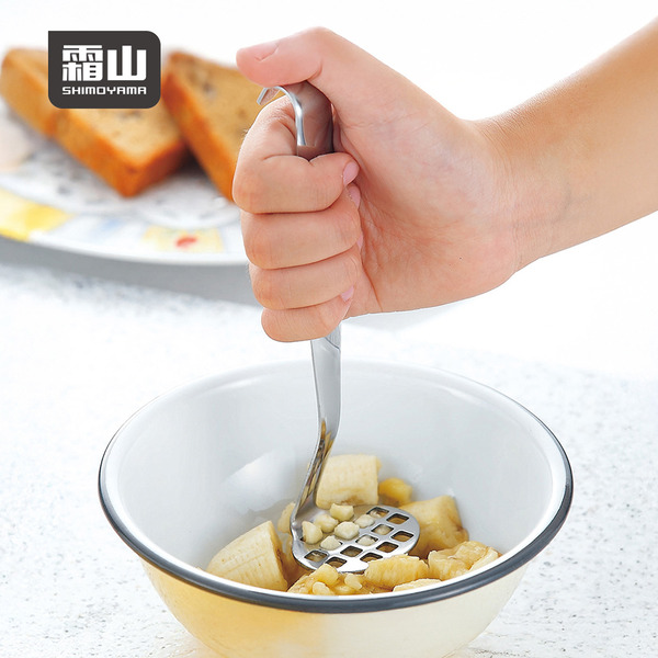 【日本霜山】304不鏽鋼一體成形壓泥器/搗泥器-16.5cm