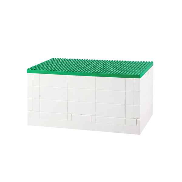 【日本霜山】繽紛積木造型摺疊收納箱50L(送台製積木1kg)-多色可選