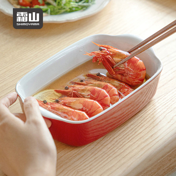 【日本霜山】雙耳耐熱陶瓷烤盤/焗烤盤-700ml