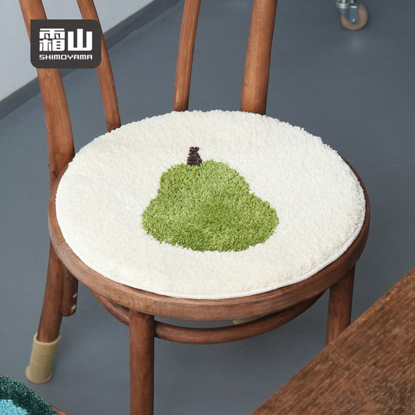 【日本霜山】插畫風圓形長絨毛椅墊/防滑坐墊(直徑40cm)-多色可選