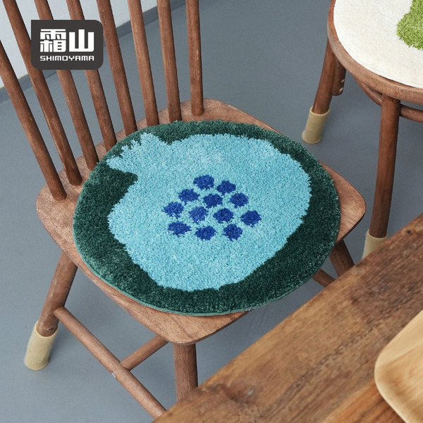 【日本霜山】插畫風圓形長絨毛椅墊/防滑坐墊(直徑40cm)-多色可選