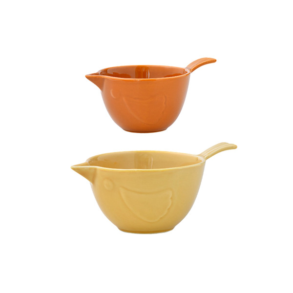 【日本霜山】小鳥造型陶瓷料理碗二件組(140ml+250ml)