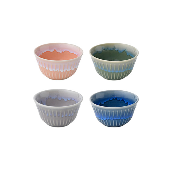 【日本霜山】窯變釉十草紋陶瓷茶杯/醬料碗/點心碗四件組(140ml)