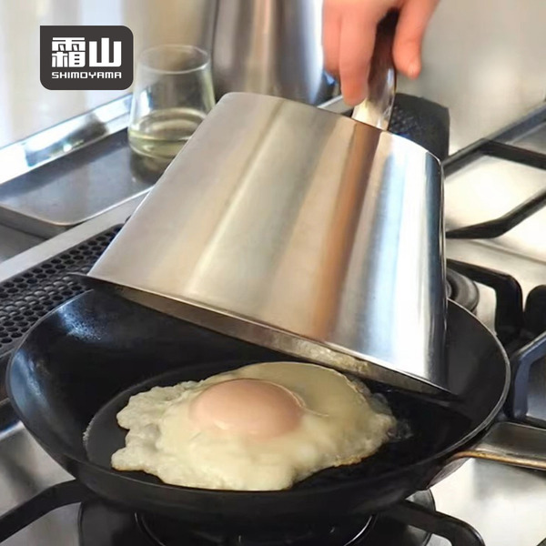 【日本霜山】304不鏽鋼深型防濺油牛排蓋(附把手)