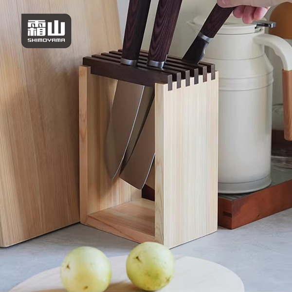 【日本霜山】天然檜木製刀具收納架/刀架