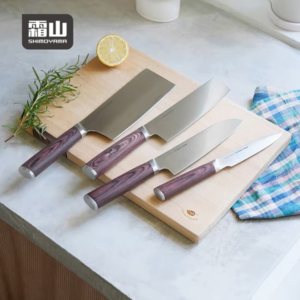 【日本霜山】紅彩木柄高碳鋼中華刀-30cm