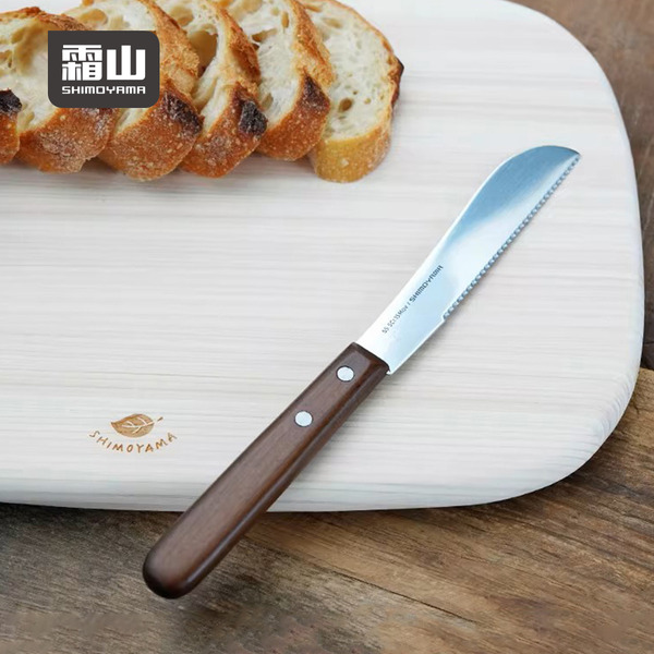 【日本霜山】櫻桃木柄不鏽鋼鋸齒三明治切刀/麵包刀