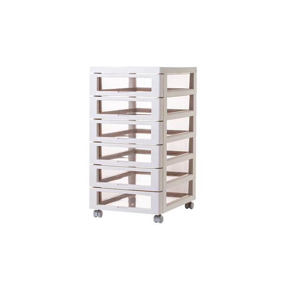 【日本霜山】簡約風B4六層抽屜文件收納櫃(附輪)