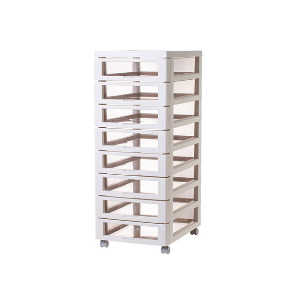 【日本霜山】簡約風B4八層抽屜文件收納櫃(附輪)