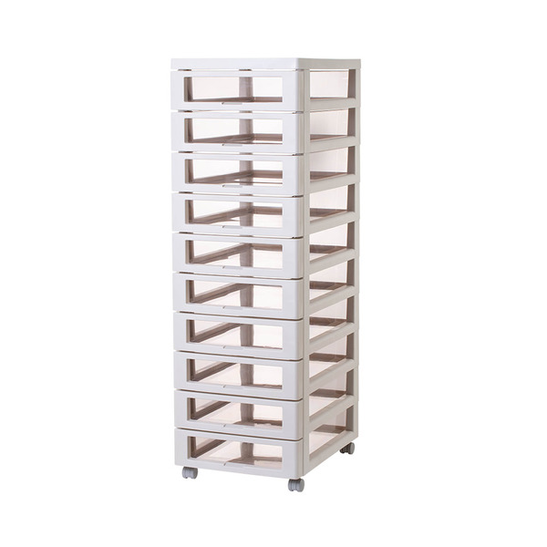 【日本霜山】簡約風B4十層抽屜文件收納櫃(附輪)