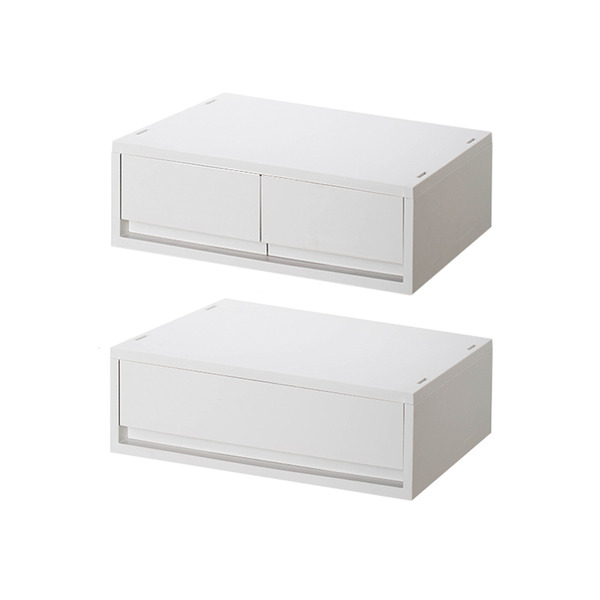 【日本霜山】可疊式抽屜收納箱(2小抽+1大抽)