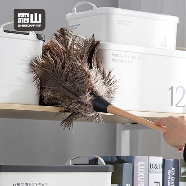 【日本霜山】日式復古風木質長柄鴕鳥毛除塵撢