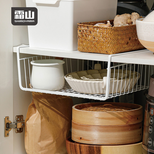 【日本霜山】懸掛夾式櫥櫃下/層板分隔收納籃