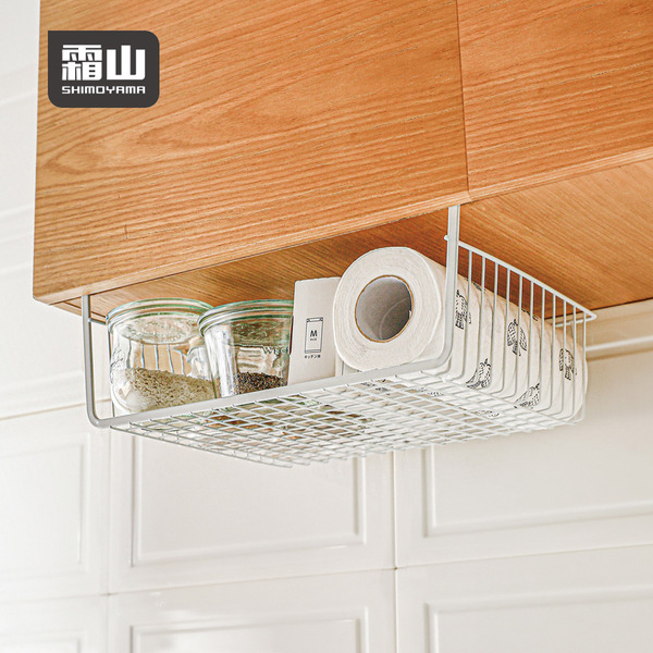【日本霜山】懸掛夾式櫥櫃下/層板分隔收納籃