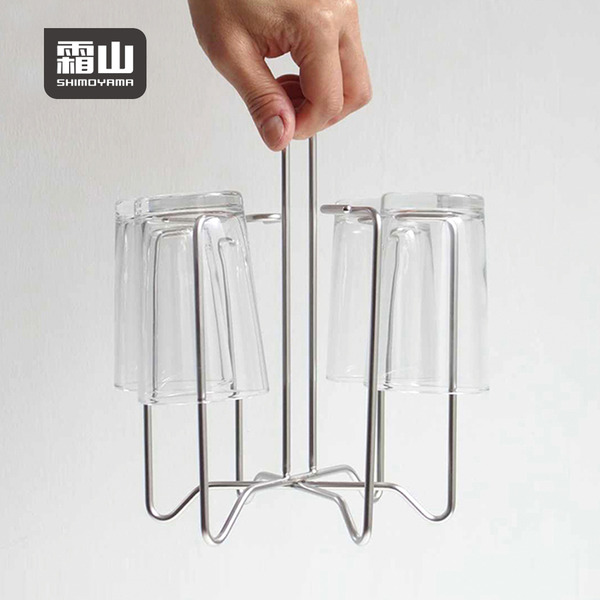 【日本霜山】手提式不鏽鋼瀝水杯架