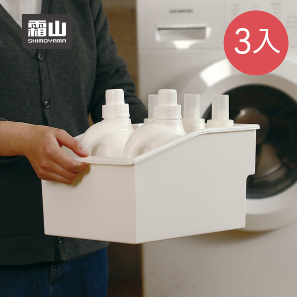 【日本霜山】無印風高位層架用提把式收納籃(大款)-3入