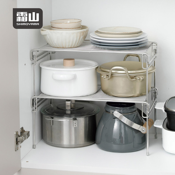 【日本霜山】304不鏽鋼可層疊桌上/水槽下兩用置物架