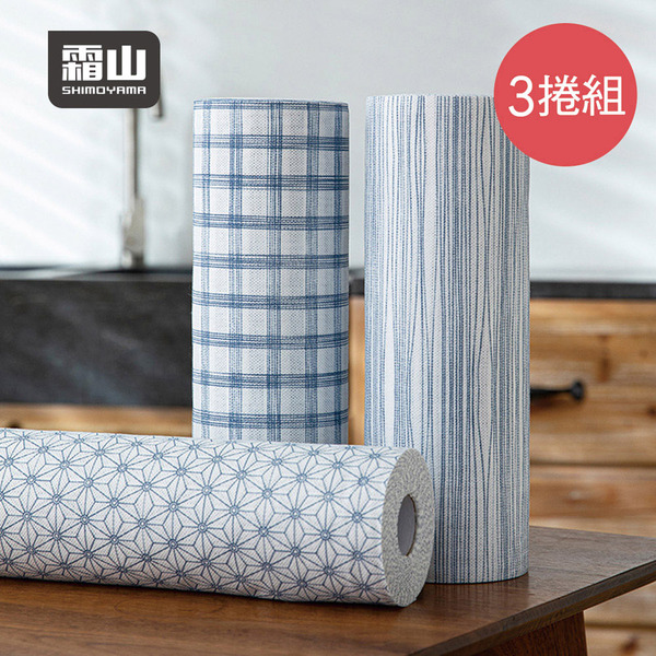 【日本霜山】印花風吸油去汙拋棄式不織布抹布-3捲組-多色可選
