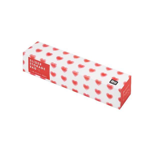 【日本霜山】印花風愛心滑扣夾鏈PE保鮮分裝袋-大款-60入