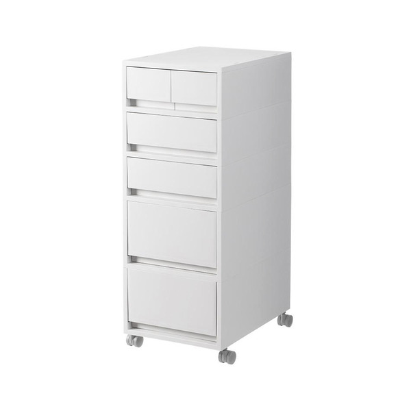 【日本霜山】無印風移動式五層抽屜置物收納櫃(附分類隔板)