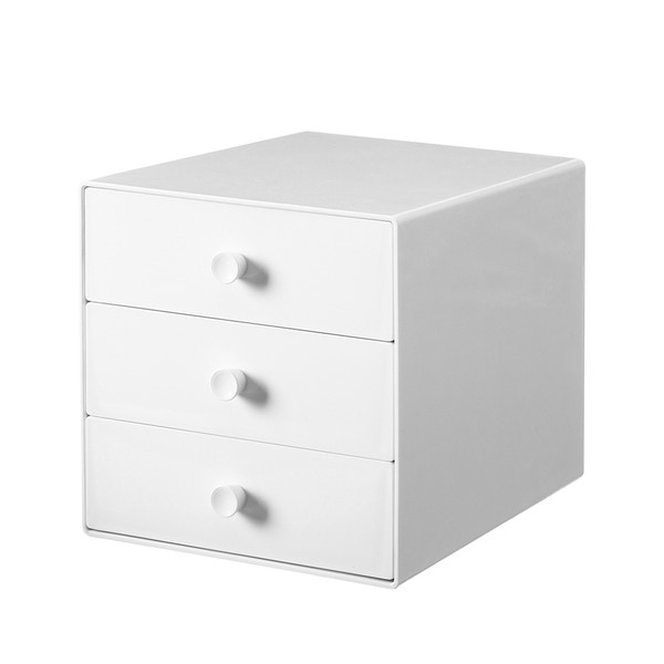 【日本霜山】北歐風桌上型三層抽屜收納盒