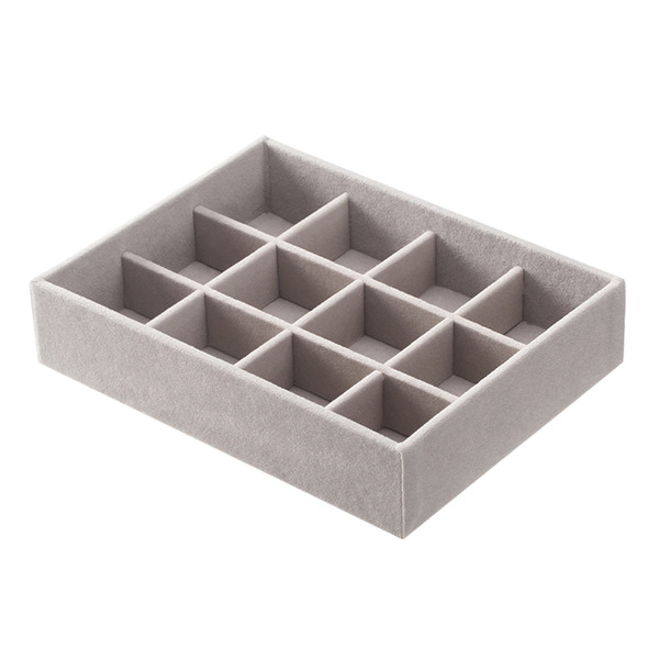 【日本霜山】輕奢風絨面首飾收納盒(12分格款)