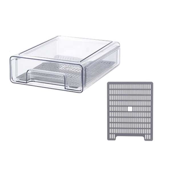 【日本霜山】抽屜式冰箱收納盒(附瀝水板)-小款-3入
