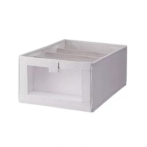 【日本霜山】4分隔布藝摺疊式分類收納盒(附透窗)-L-3入